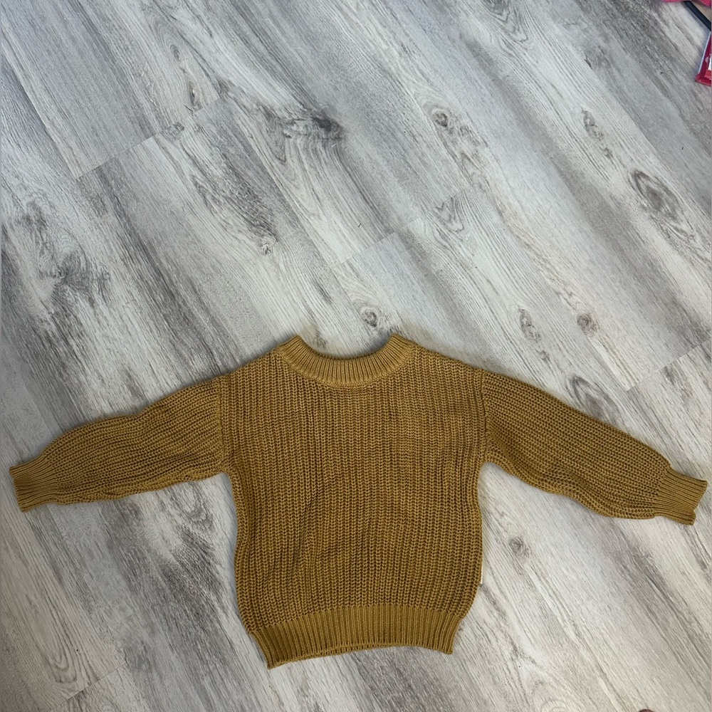 Like new 12-18 month Gigi & Max Mustard sweater, wrinkled from storage
